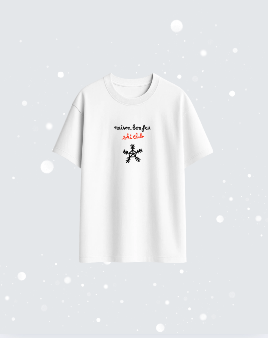Tee-shirt blanc — Snowboarder SKI CLUB