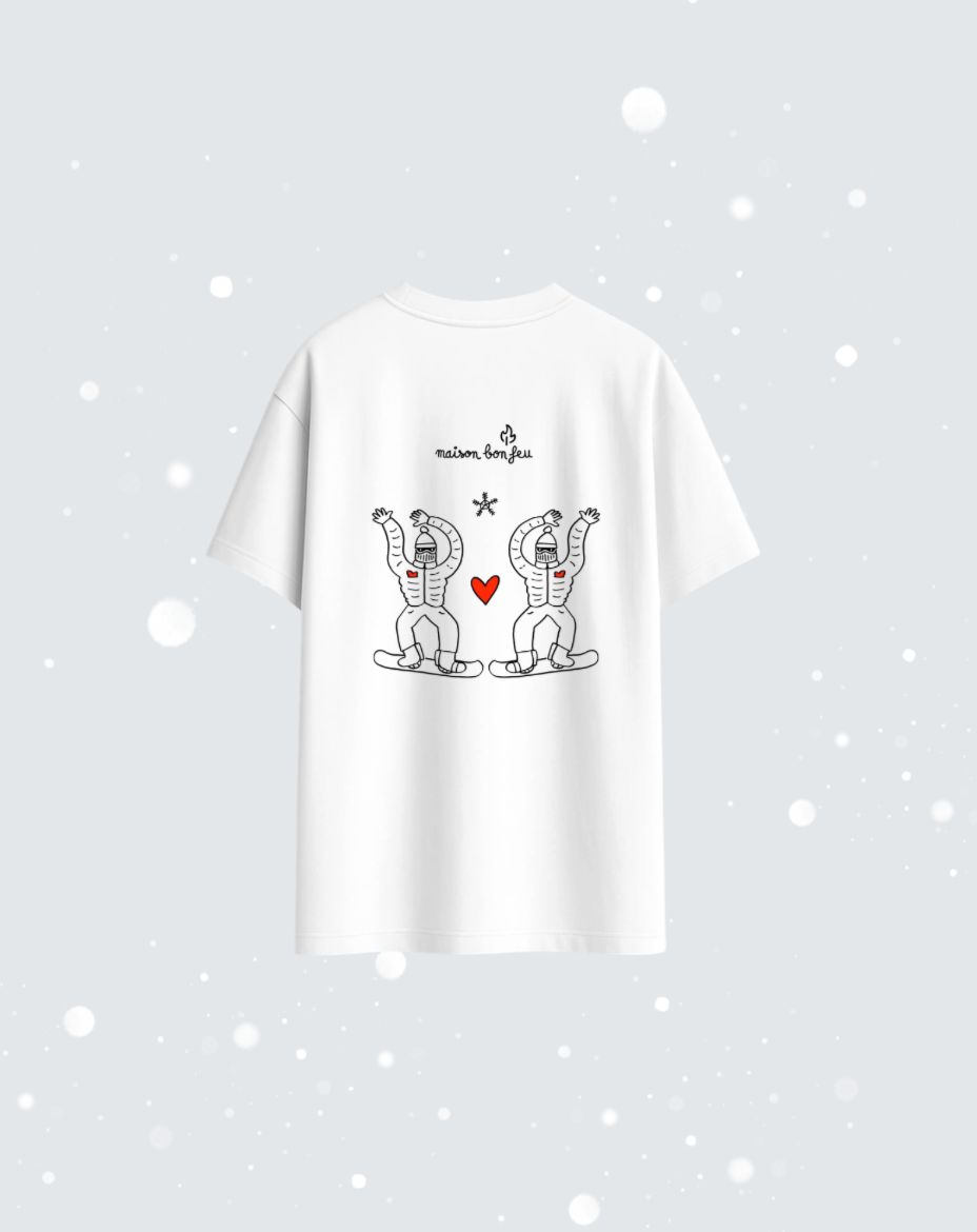 Tee-shirt blanc — Snowboarder SKI CLUB