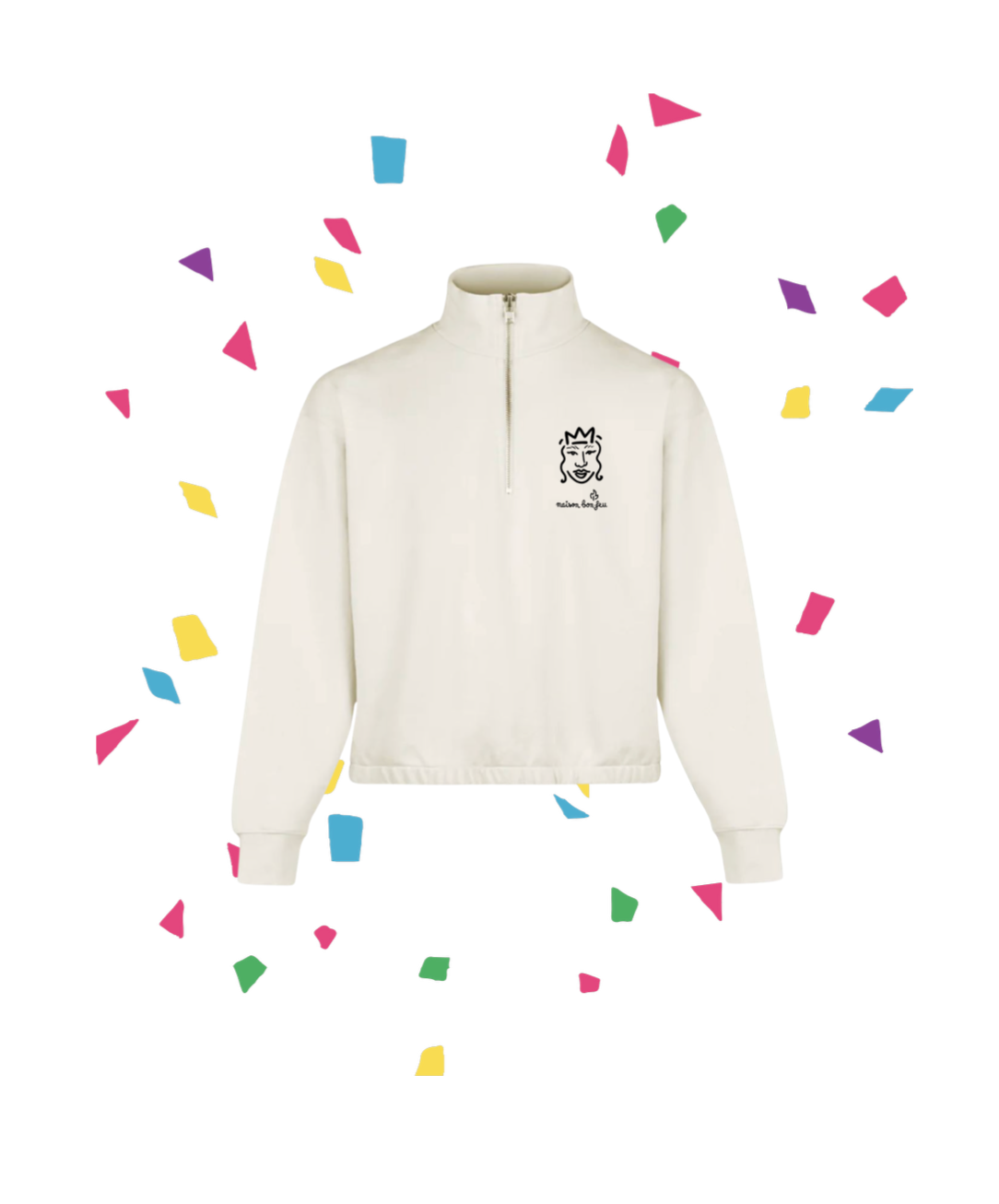 Pull zippé col montant – Édition Carnaval